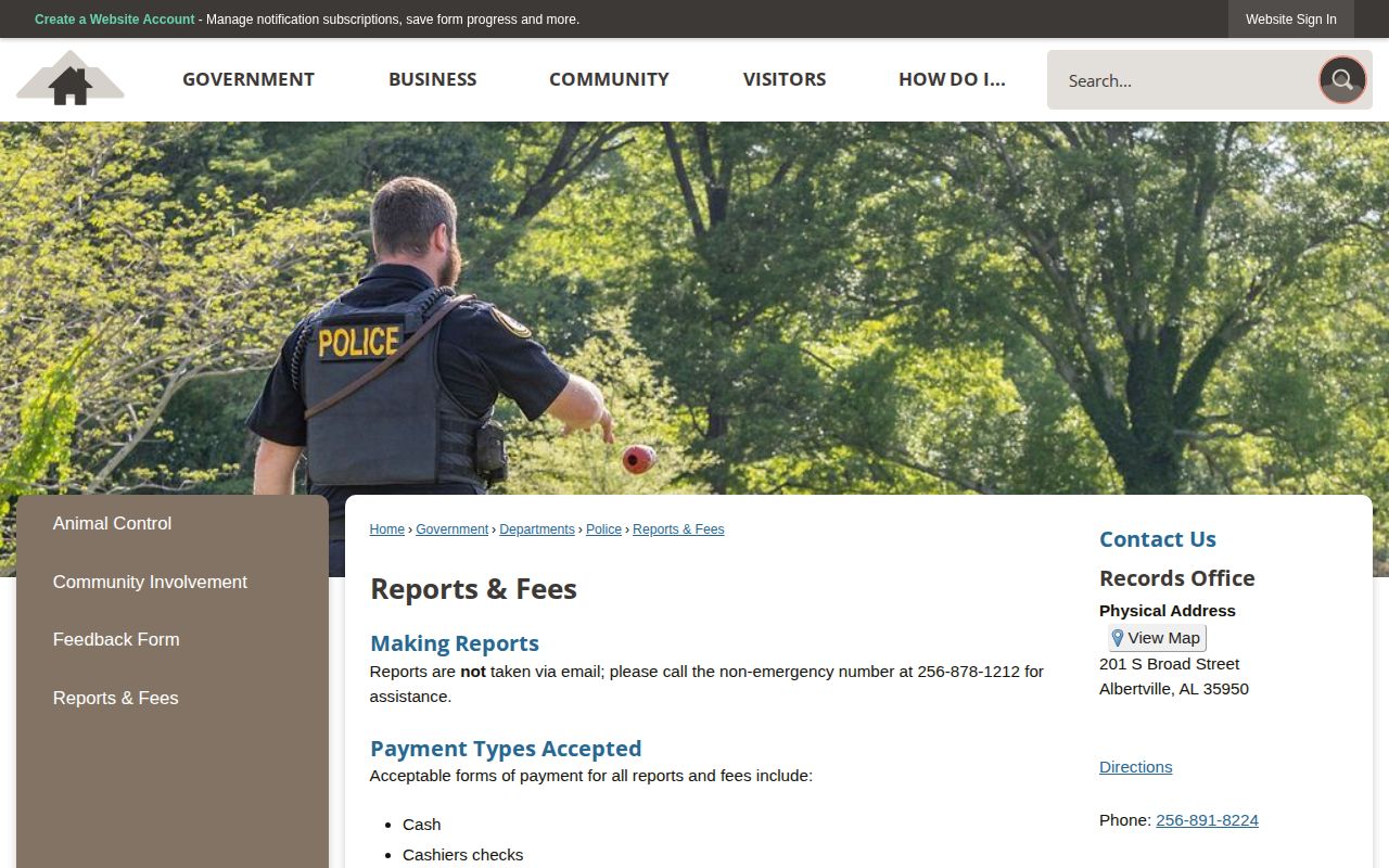 Albertville Police Department arrest report and booking-photo records policy in Marshall County