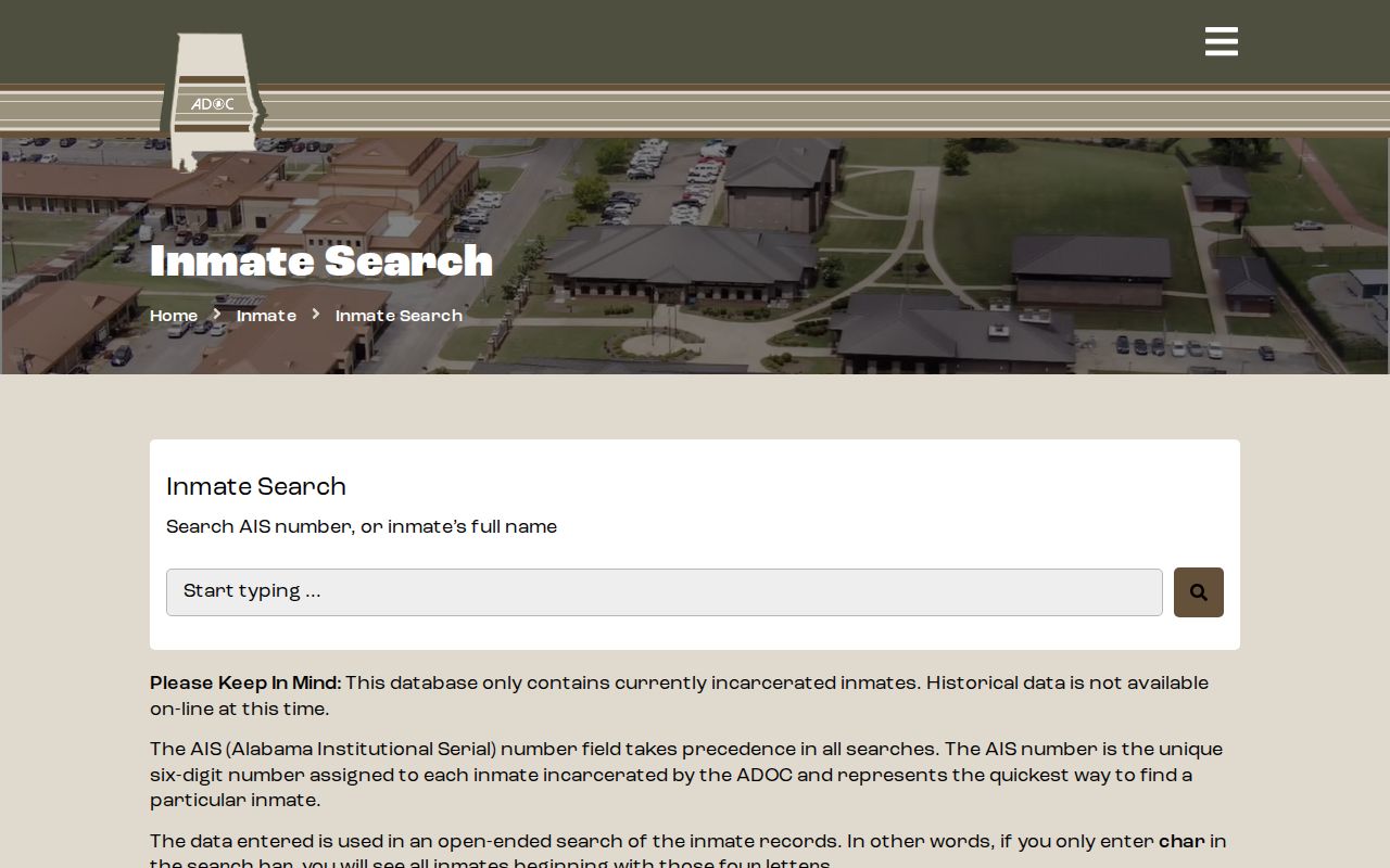 Marshall County lookup through Alabama Department of Corrections offender search